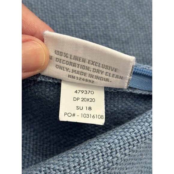 Serena & Lily Blue Linen Pillow Cover 20” X 20” Boho Tassels - Picture 2 of 7